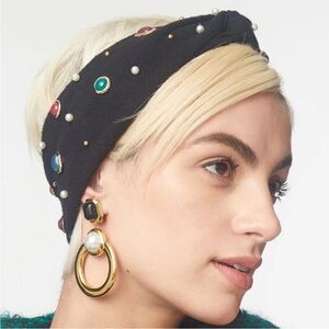 Lele Sadoughi Jet Bezel Jewel Knotted Ear Warmer
